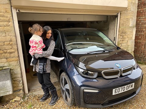 Sheen Horton and daughter admire their BMW i3: big fans of going electric