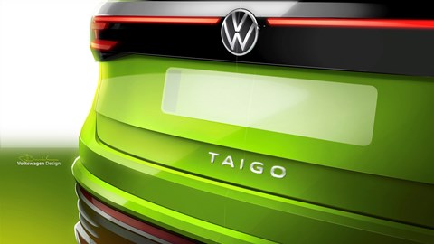 Green 2021 Volkswagen Taigo rear badge detail