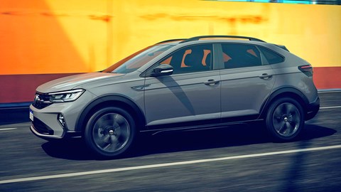 Grey 2021 Volkswagen Nivus front three-quarter