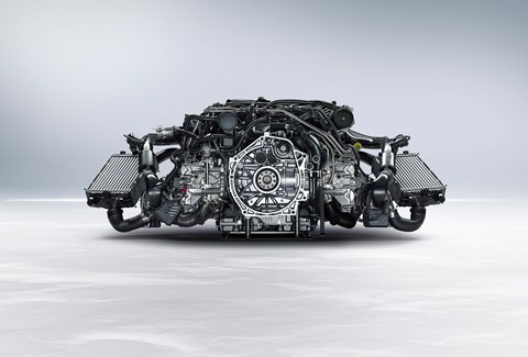 The turbocharged flat six from a 991 Turbo