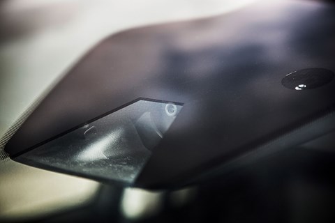 The windscreen stereo-camera scans the roadside ahead for speed limit signs