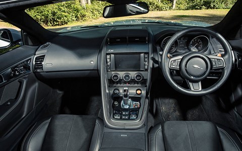 F-type cabin neat and cool. Passenger grab handle and ‘copper’ paddles rock!