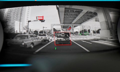 Cameras beam images back to the cabin to help the car (and driver) see what’s ahead and behind
