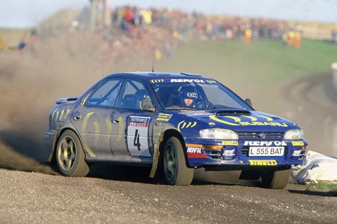 Colin McRae in his legendary Impreza rally car