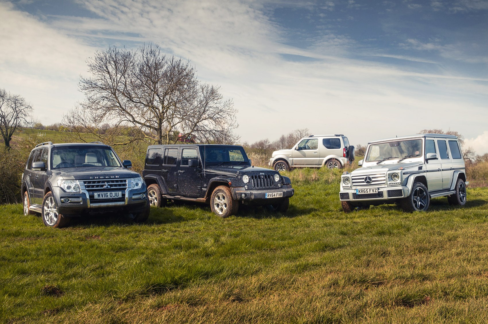 Group Test Mitsubishi Shogun Vs Jeep Wrangler Vs Suzuki Jimny Vs Mercedes Benz G350d Car Magazine