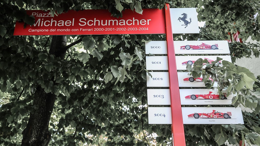 The central piazza at Fiorano is named after Michael Schumacher