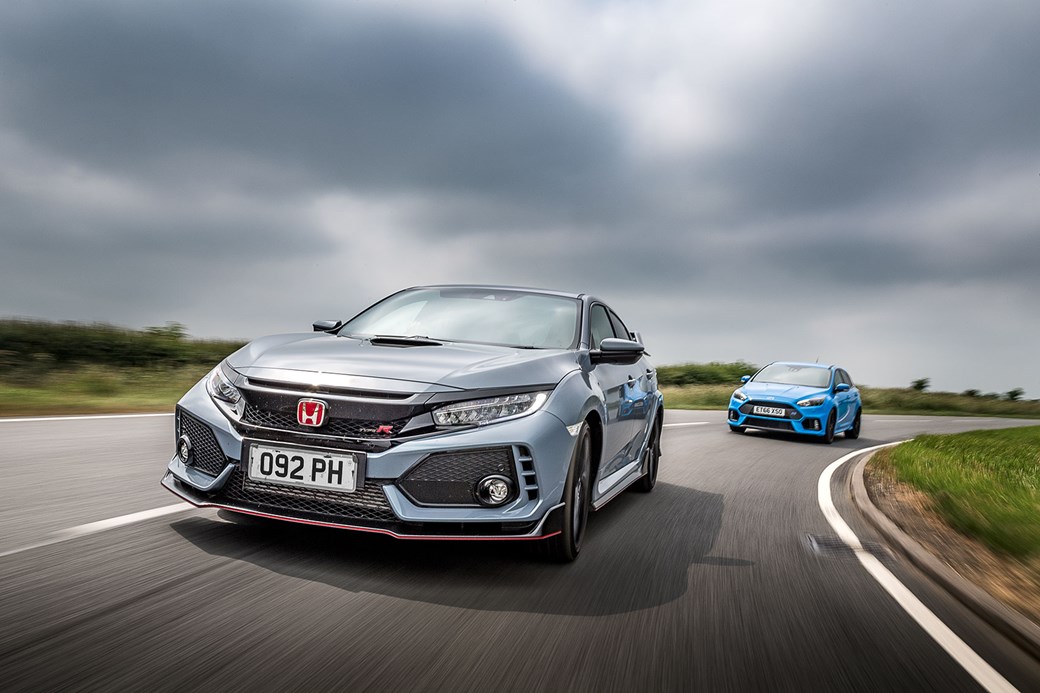 Honda Civic Type R Vs Ford Focus Rs Bmw M140i Seat Leon Cupra Ford Focus Rs Chases Honda Civic Type R Car Magazine S Hot Hatch Mega Test