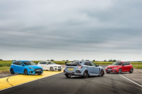 Honda Civic Type R vs Ford Focus RS vs Seat Leon Cupra 300 vs BMW M140i: which hot hatch would you choose?