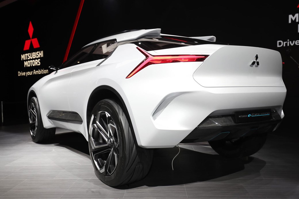 Mitsubishi E Volution Concept News Info Specs Details Pictures Rear Of The Mitsubishi E Evolution Concept At Geneva 2018