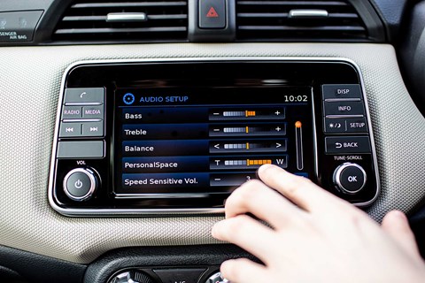 Nissan PersonalSpace headrest speakers in a Micra
