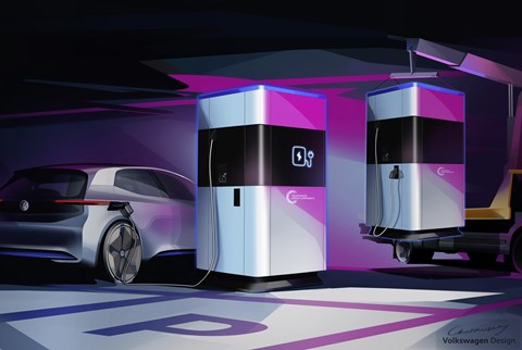 Electric Volkswagen mobile charging station