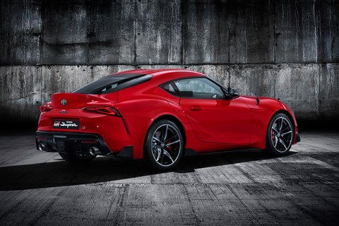 Toyota Supra red rear quarter