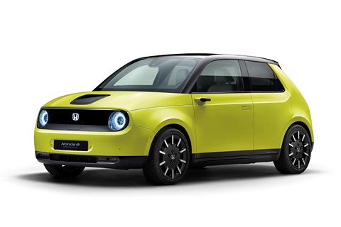 Honda e electric car in green
