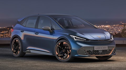 Blue 2021 Cupra Born front three-quarter