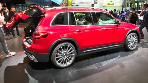 Mercedes GLB 35 AMG at the Frankfurt motor show 2019 - side view, red