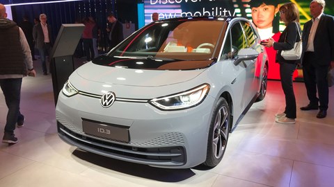 VW ID.3 at the Frankfurt motor show 2019 - front view, grey