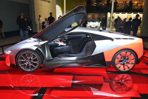BMW Vision M Next concept at Frankfurt motor show 2019 - side view with door open