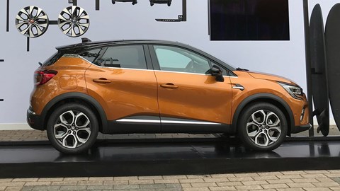 Renault Captur mk2 at the Frankfurt motor show 2019 - side view close up, orange