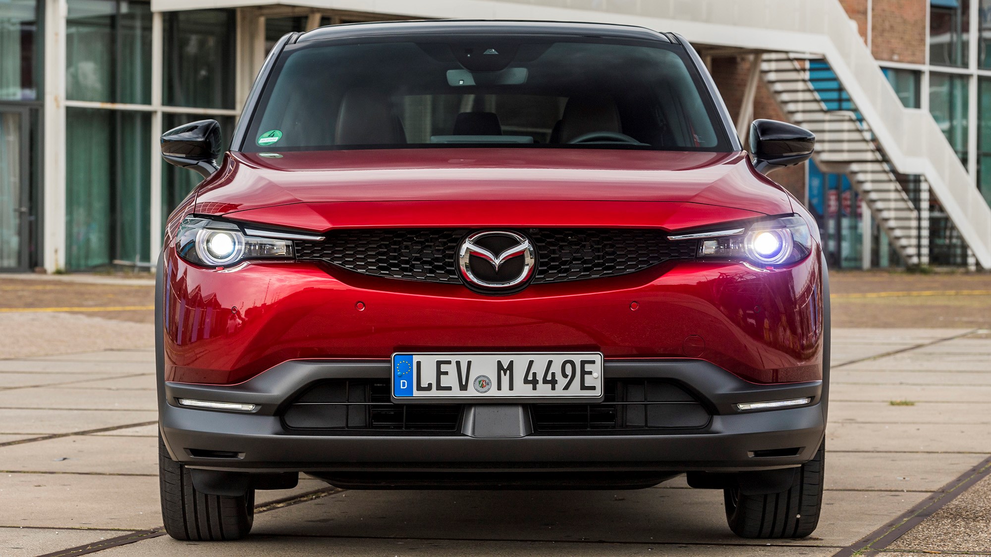 Mazda MX-30 red, front and grille Mazda MX-30 red, front and grille