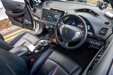 Nissan Leaf self-driving car interior