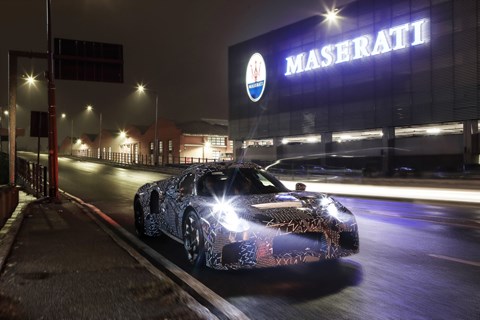 An official teaser photo of 'the first mule for the development of the new Maserati powertrain' released by the firm last year: it's the MC20