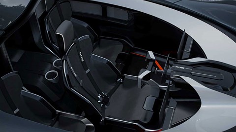 Inside the Koenigsegg Raw concept's interior: a McLaren F1-style central driving position