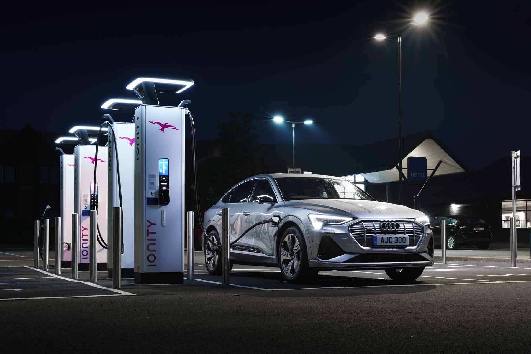 Audi e-Tron Sportback driving front Audi e-Tron Sportback driving front