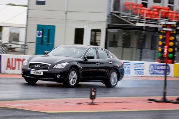 Wheelspin? In an Infiniti hybrid? Whatever next...