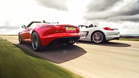 Jaguar F Type V6 S Vs Porsche Boxster S 14 Review Car Magazine