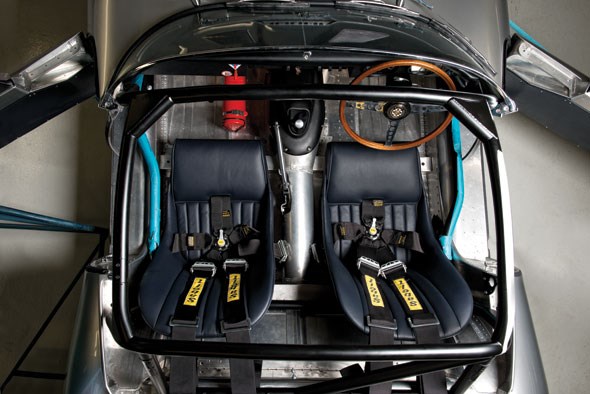 Rollcaged and ready to go: the FIA-homologated Jag Lightweight E-type