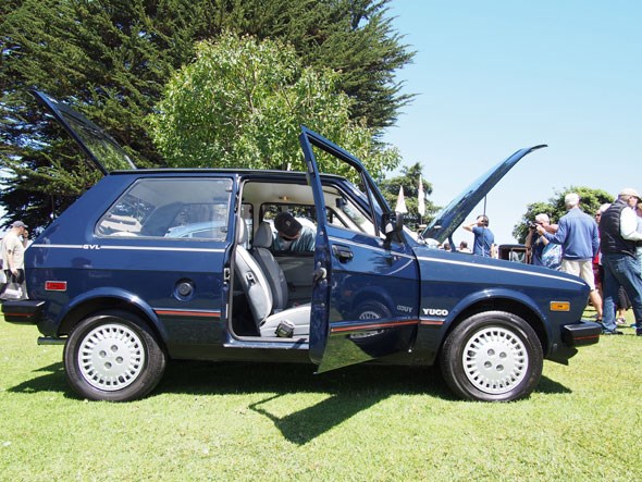 A Yugo starring at a motor show!