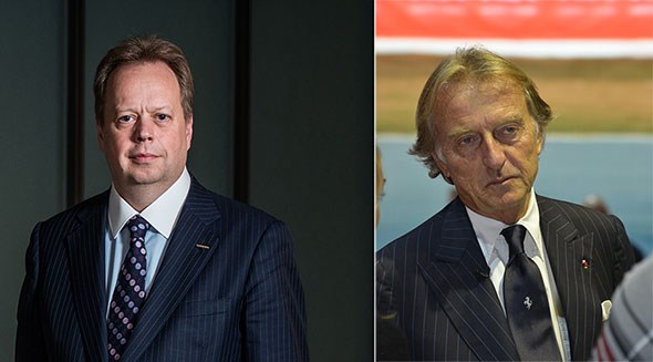 Andy Palmer (left), new Aston Martin boss, and Luca di Montezemolo (right), outgoing Ferrari chief