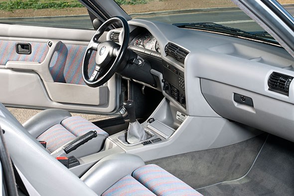 The spartan cabin of the E30 BMW M3
