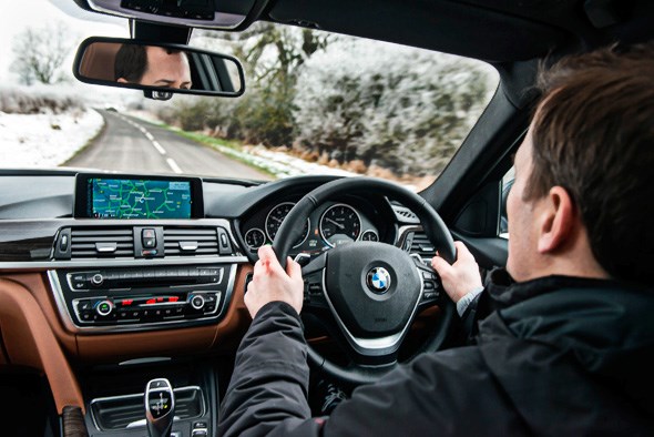 Author Chris Chilton driving CAR magazine's BMW 330d Touring