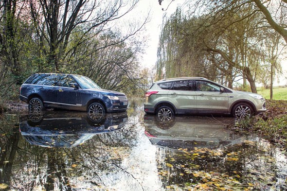 Our Range Rover meets CAR's long-term test Ford Kuga for a spot of mild mud-slinging