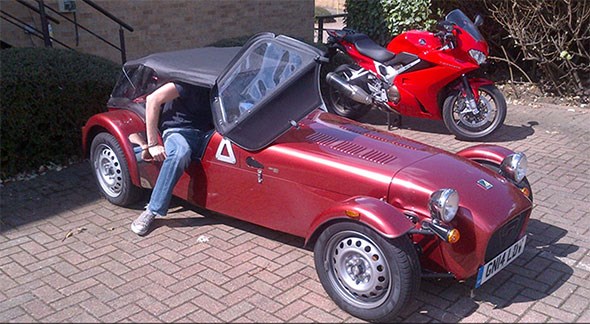 Climbing in and out of the Caterham is an artform: demonstrated here by the obscenely lanky Ben Pulman