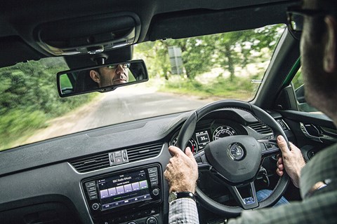 Inside the cabin of the Skoda Octavia vRS Estate