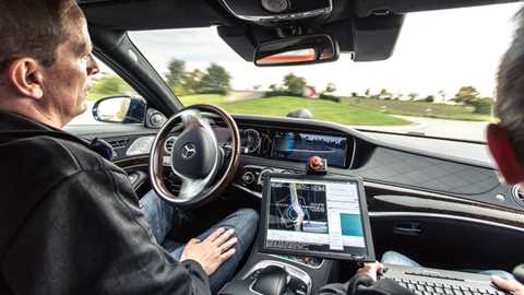 Mercedes' 'Intelligent Drive' allows this S-class to drive autonomously along a pre-learned route