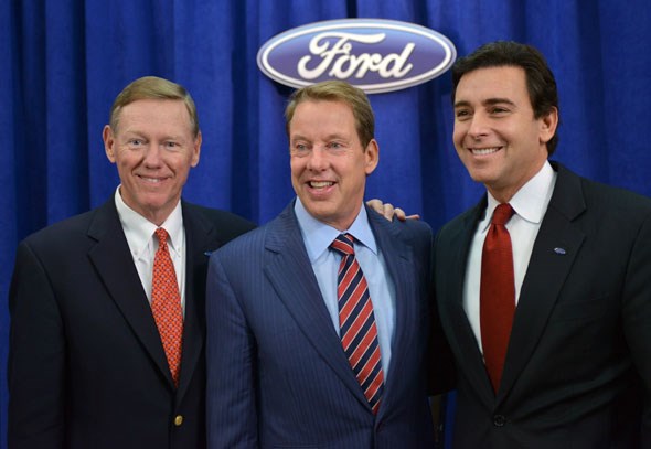 Mark Fields with Alan Mulally and Bill Ford