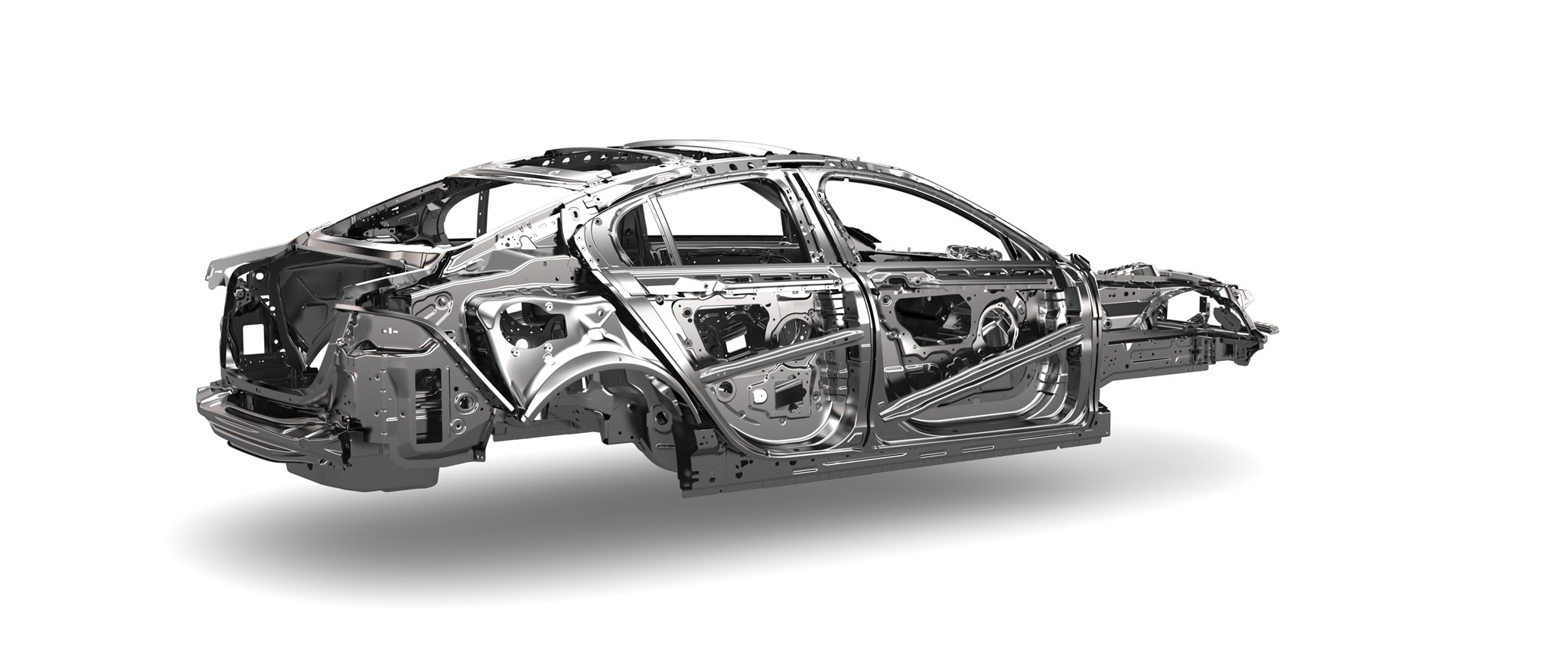 The mostly aluminium innards of the new 2015 Jaguar XE