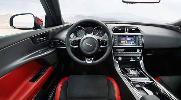 Jaguar XE cabin revealed. Note the new infotainment system