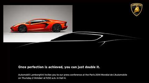 Lamborghini at the Paris motor show 2014 - plus the Aventador (inset)