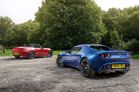 Climb into the Lotus and you’ll know how a letter feels when posted. Slipping into the MX-5 is a doddle