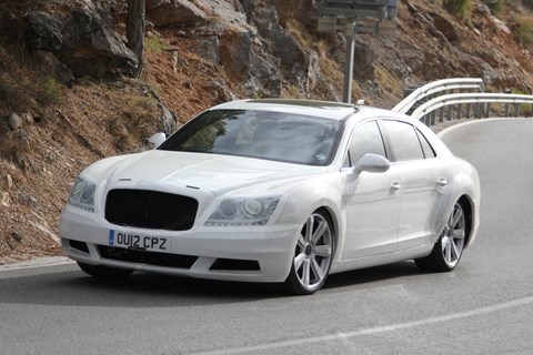 Cheekily, Bentley stuck a Mercedes grille on the front of this 2012 Flying Spur prototype to put spies off the scent