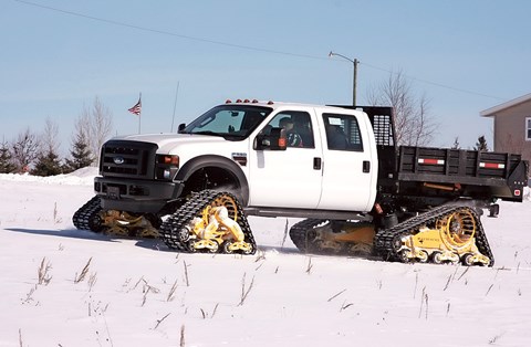 Snow? Pah! Mattracks Ford F-350 eats drifts for breakfast