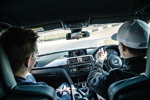 Inside the BMW M3's cabin on track (photography by Richard Pardon)