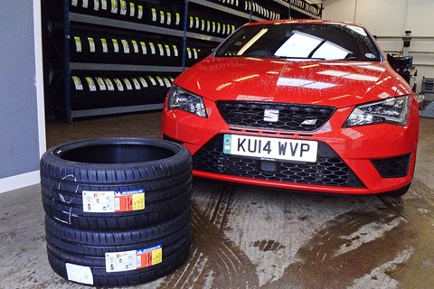 Tyre change for CAR's Leon Cupra long-termer