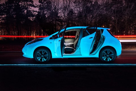 Glow-in-the-dark Nissan Leaf