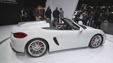 Porsche Boxster Spyder on stage in New York
