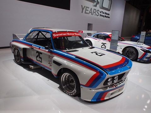 The BMW CSL nestles alongside a Z4 GT3 at the New York International Auto Show